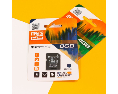 Карта Пам'яті Mibrand MicroSDHC 16gb UHS-1 10 Class & Adapter Колір Чорний
