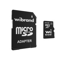 Карта Пам'яті Wibrand MicroSDHC 64gb UHS-1 10 Class & Adapter Колір Чорний 4820124152074