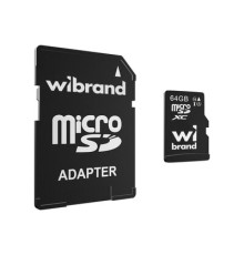 Карта Пам'яті Wibrand MicroSDHC 64gb UHS-1 10 Class & Adapter Колір Чорний 4820124152074