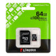 Карта Пам'яті Kingston Canvas Select Plus Gen3 microSDXC (UHS-1) 64gb 10 Class & Adapter Чорний ma66248_165443