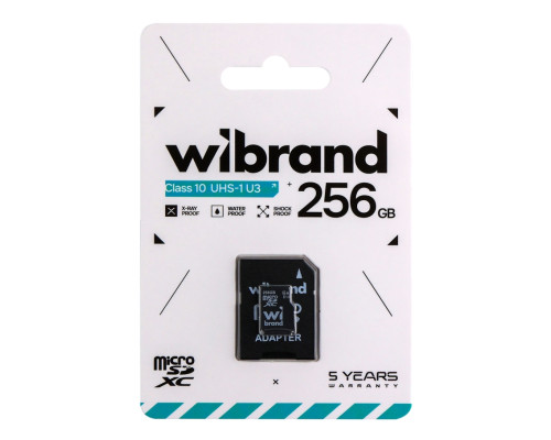 Карта Пам'яті Wibrand MicroSDHC 256gb UHS-1 U3 10 Class & Adapter Чорний ma73698_184542