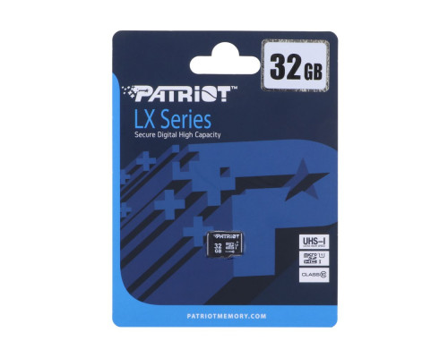 Карта Пам'яті Patriot LX Series MicroSDHC (UHS-1) 32gb 10 Class Колір Чорний 814914027974