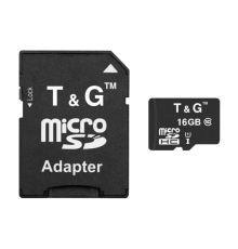 Карта Пам'яті T&G MicroSDHC 16gb UHS-1 10 Class & Adapter Колір Чорний 4711472586058