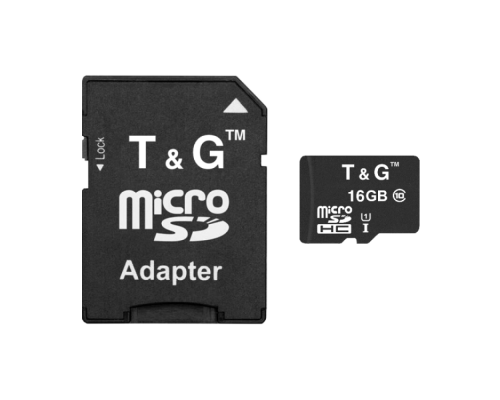 Карта Пам'яті T&G MicroSDHC 16gb UHS-1 10 Class & Adapter Колір Чорний 4711472586058