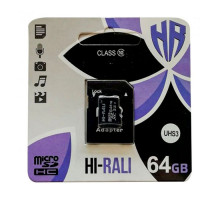 Карта Пам'яті Hi-Rali MicroSDXC 64gb UHS-3 10 Class & Adapter Колір Чорний