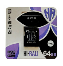 Карта Пам'яті Hi-Rali MicroSDXC 64gb UHS-3 10 Class & Adapter Колір Чорний