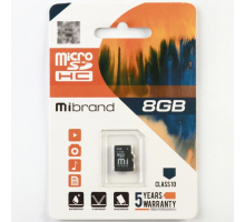 Карта Пам'яті Mibrand MicroSDHC 8gb 10 Class Колір Чорний