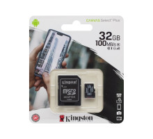 Карта Пам'яті Kingston Canvas Select Plus microSDHC (UHS-1) 32gb 10 Class & Adapter Колір Чорний 740617298680