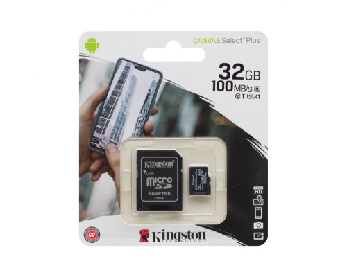 Карта Пам'яті Kingston Canvas Select Plus microSDHC (UHS-1) 32gb 10 Class & Adapter Колір Чорний 740617298680