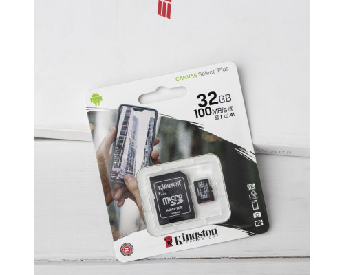 Карта Пам'яті Kingston Canvas Select Plus microSDHC (UHS-1) 32gb 10 Class & Adapter Колір Чорний 740617298680