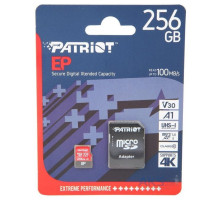 Карта Пам'яті Patriot EP microSDXC (UHS-I/U3) 256gb V30 10 Class & Adapter Колір Чорно-Червоний 814914024805