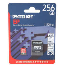 Карта Пам'яті Patriot EP microSDXC (UHS-I/U3) 256gb V30 10 Class & Adapter Колір Чорно-Червоний 814914024805