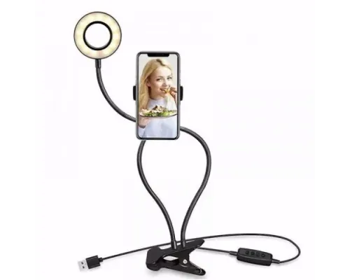 Гнучкий тримач для телефону з підсвічуванням 16см 2в1 (прищіпка) mag-2000001283820144818