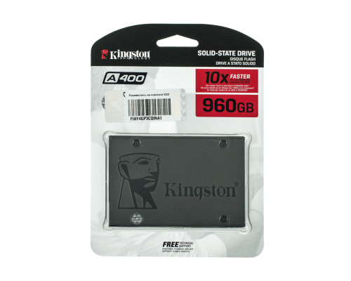 Жорсткий диск 2.5 SSD 960Gb Kingston SSDNow A400 Series, SA400S37/960G (2Ch), TLC, SATA-III 6Gb/s Rev3.0, зап/чит. - 450/500мб/с NBB-76986