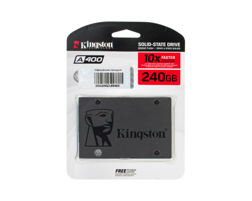 Жорсткий диск 2.5 SSD 240Gb Kingston SSDNow A400 Series, SA400S37/240G (2Ch), TLC, SATA-III 6Gb/s Rev3.0, зап/чит. - 350/500мб/с NBB-67146