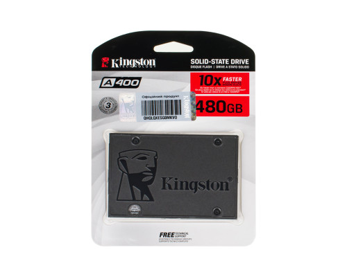 Жорсткий диск 2.5 SSD 480Gb Kingston SSDNow A400 Series, SA400S37/480G (2Ch), TLC, SATA-III 6Gb/s Rev3.0, зап/чит. - 450/500мб/с NBB-67147