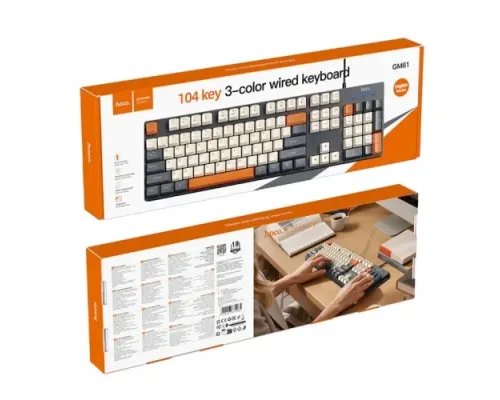 Комп ютерна Клавіатура HOCO GM61 Murphy 3-color wired keyboard Star gray mag-6942007672092153118
