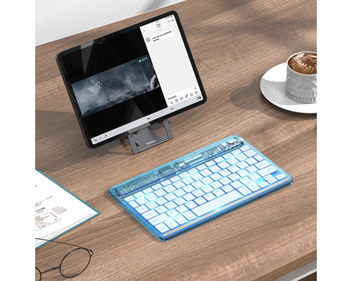 Клавіатура HOCO S55 Transparent Discovery edition wireless BT keyboard(English version) Ice Blue Mist