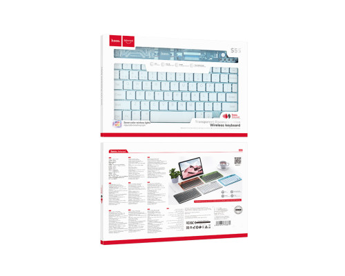 Клавіатура HOCO S55 Transparent Discovery edition wireless BT keyboard(English version) Ice Blue Mist