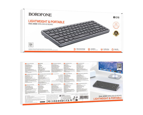 Клавіатура бездротова Borofone BG16 Cloud (2.4G+Bluetooth 5.0) Колір Чорно-сірий 6941991119118 ma36603_3608640