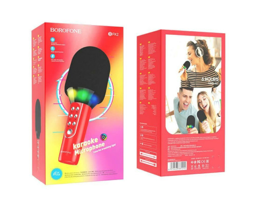 Портативна колонка BOROFONE BFK2 Elf karaoke microphone Red