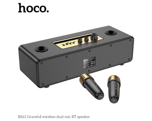 Акустична система HOCO BS63 Graceful wireless dual-mic BT speaker Black mag-6942007634458143489