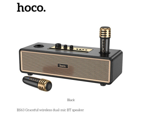 Акустична система HOCO BS63 Graceful wireless dual-mic BT speaker Black mag-6942007634458143489