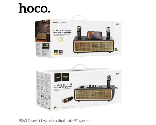 Акустична система HOCO BS63 Graceful wireless dual-mic BT speaker Black mag-6942007634458143489