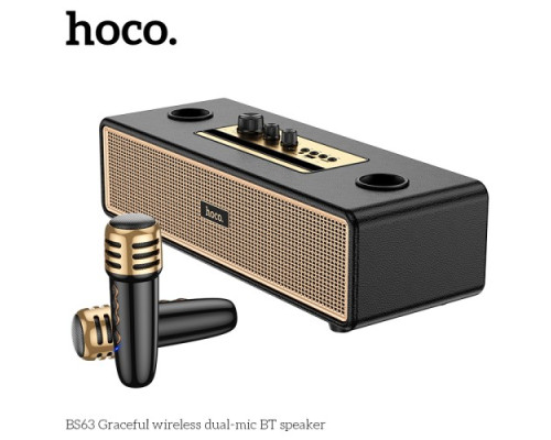 Акустична система HOCO BS63 Graceful wireless dual-mic BT speaker Black mag-6942007634458143489