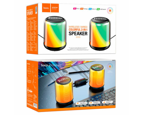 Портативна колонка HOCO BS56 Colorful BT wired 2-in-1 computer speaker Black