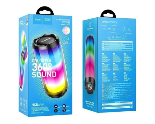 Портативна колонка HOCO HC8 Pulsating colorful luminous wireless speaker Black