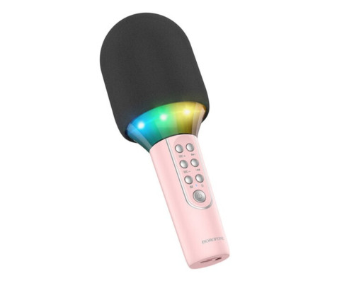 Портативна колонка BOROFONE BFK2 Elf karaoke microphone Pink