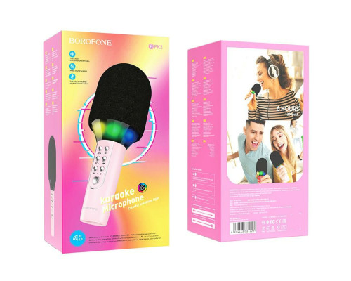 Портативна колонка BOROFONE BFK2 Elf karaoke microphone Pink