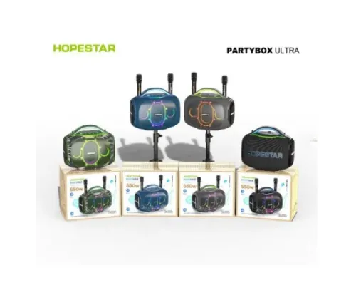 Колонка Bluetooth HOPESTAR PARTYBOX ULTRA with 2pcs UHF microphone 550W Black mag-2000001667958153390