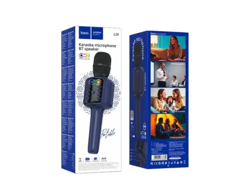 Караоке-мікрофон HOCO L24 Shine karaoke microphone Blue mag-6942007673785153139