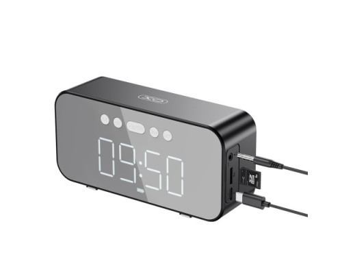 Акустична система XO F41 Mirror Clock Bluetooth Speaker Чорна mag-6920680846139140361
