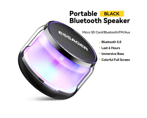 Портативна колонка ESSAGER(Color box) Tiger portable bluetooth speaker Black