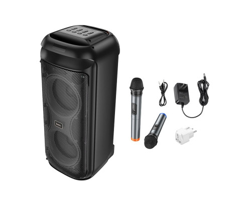 Портативна колонка HOCO HA13 Max Ramon outdoor BT speaker with two wireless microphones Black (6942007643627)