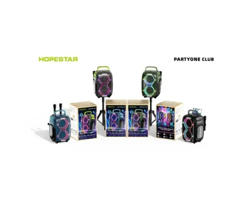 Колонка Bluetooth HOPESTAR PARTYONE CLUB with 2pcs UHF microphone 650W Black mag-2000001642269146902