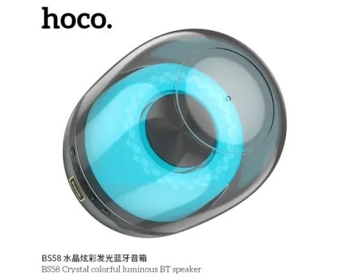 Акустична система HOCO BS58 Crystal colorful luminous BT speaker Мagic black night mag-6942007600552144194