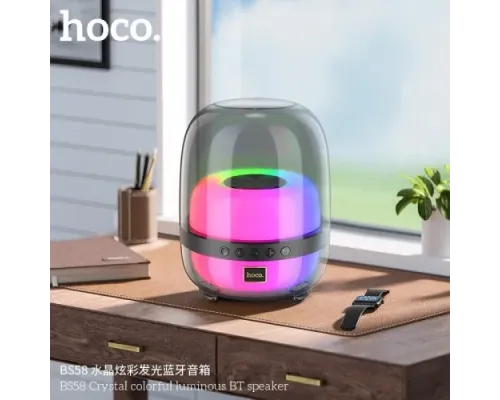 Акустична система HOCO BS58 Crystal colorful luminous BT speaker Мagic black night mag-6942007600552144194