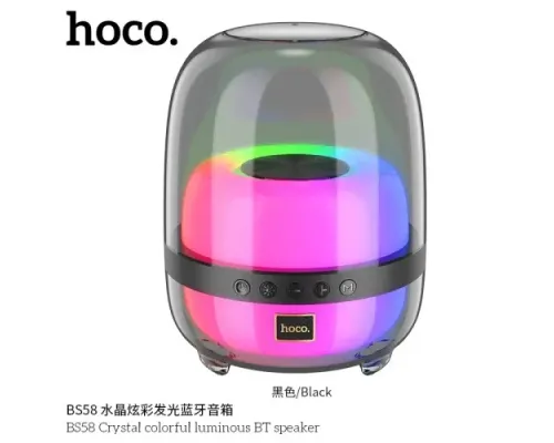 Акустична система HOCO BS58 Crystal colorful luminous BT speaker Мagic black night mag-6942007600552144194