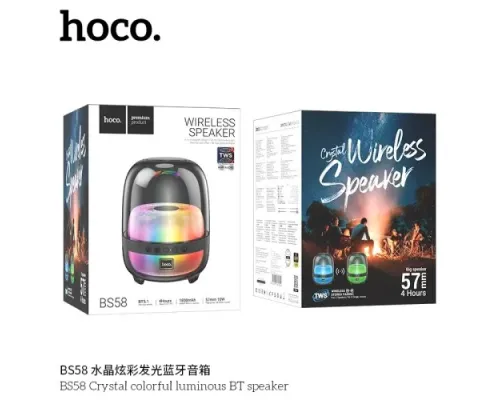 Акустична система HOCO BS58 Crystal colorful luminous BT speaker Мagic black night mag-6942007600552144194