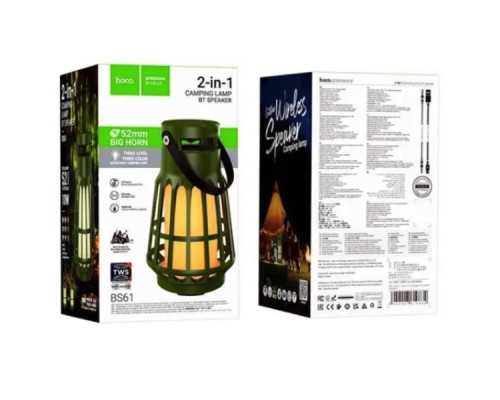 Портативна колонка HOCO BS61 Wild fun outdoor camping light BT speaker Olive Green