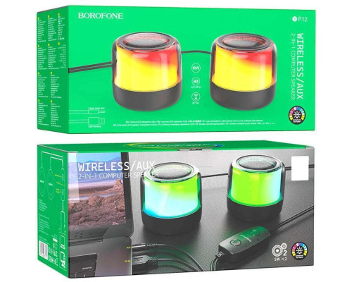 Портативна колонка BOROFONE BP12 Colorful BT wired 2-in-1 computer speaker Black