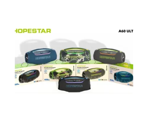Колонка Bluetooth HOPESTAR A60 ULTRA with 1pc micrphone 450W Black mag-2000001642276146903