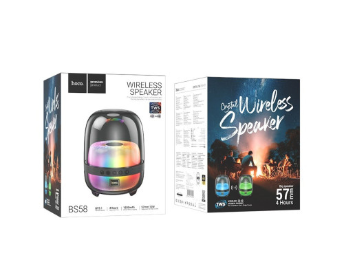 Портативна колонка HOCO BS58 Crystal colorful luminous BT speaker Magic Black Night