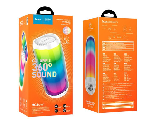 Портативна колонка HOCO HC8 Pulsating colorful luminous wireless speaker White (6931474752864)
