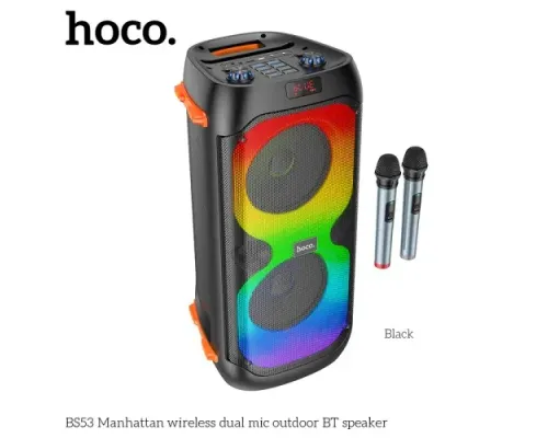 Акустична система HOCO BS53 Manhattan wireless dual mic outdoor BTspeaker Black mag-6931474781116145538