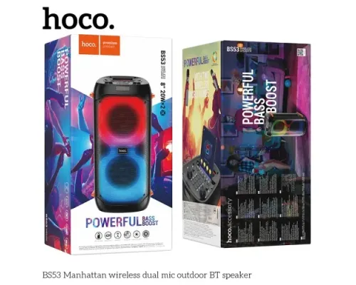 Акустична система HOCO BS53 Manhattan wireless dual mic outdoor BTspeaker Black mag-6931474781116145538